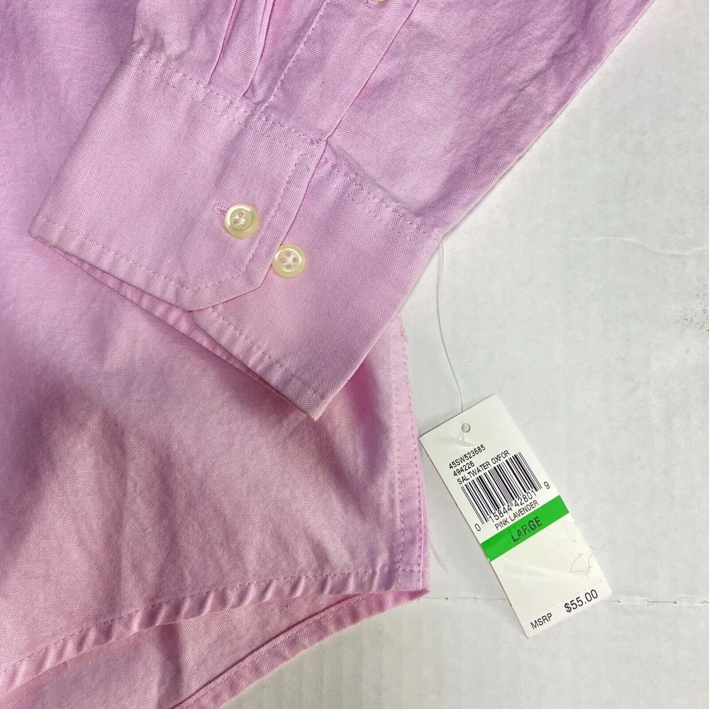 IZOD Saltwater Relaxed Classics Mens Shirt Size Large Pink Button Down Shirt - Picture 4 of 8